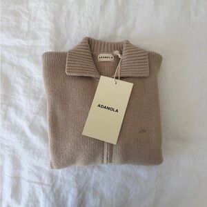 Adanola Neutral Taupe Zip Knit Jacket
